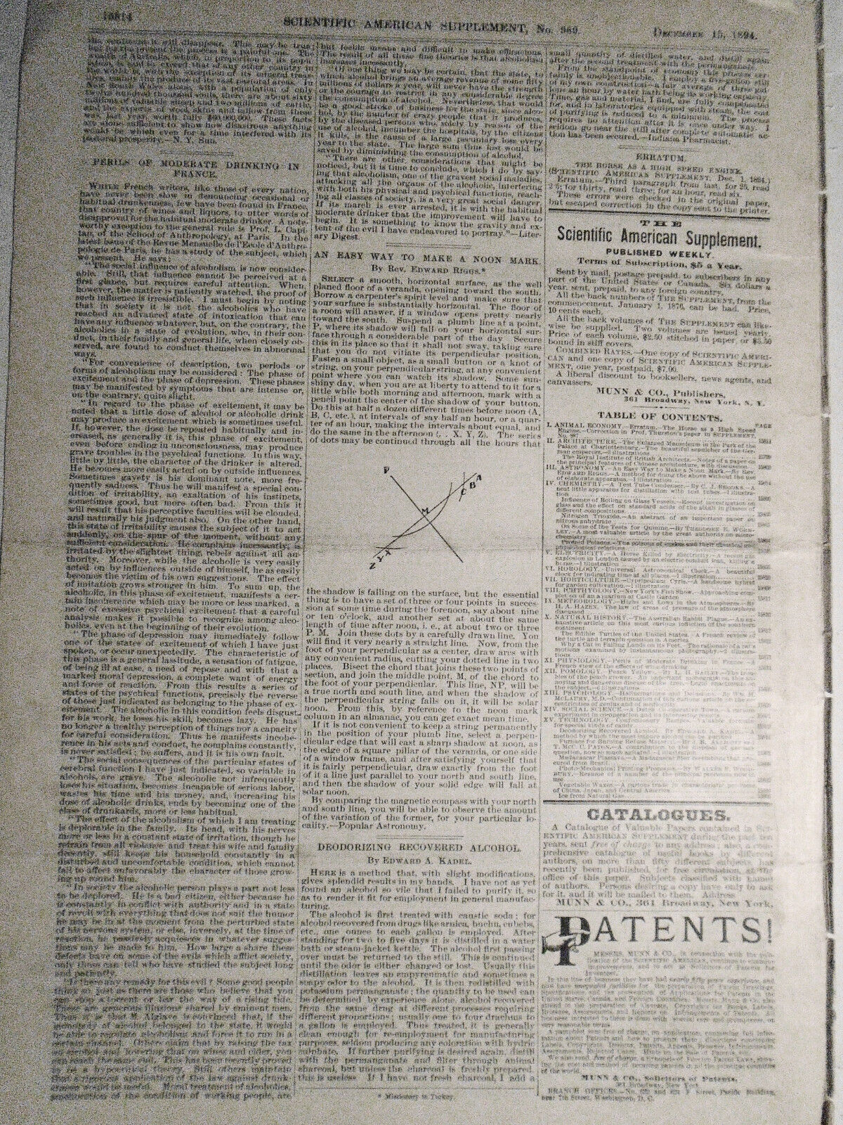 Scientific American Supplement Dec 15, 1894. Experiments with a falling cat, etc