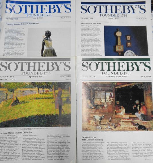 4 Sotheby's New York Newsletters, 1988 - 1991