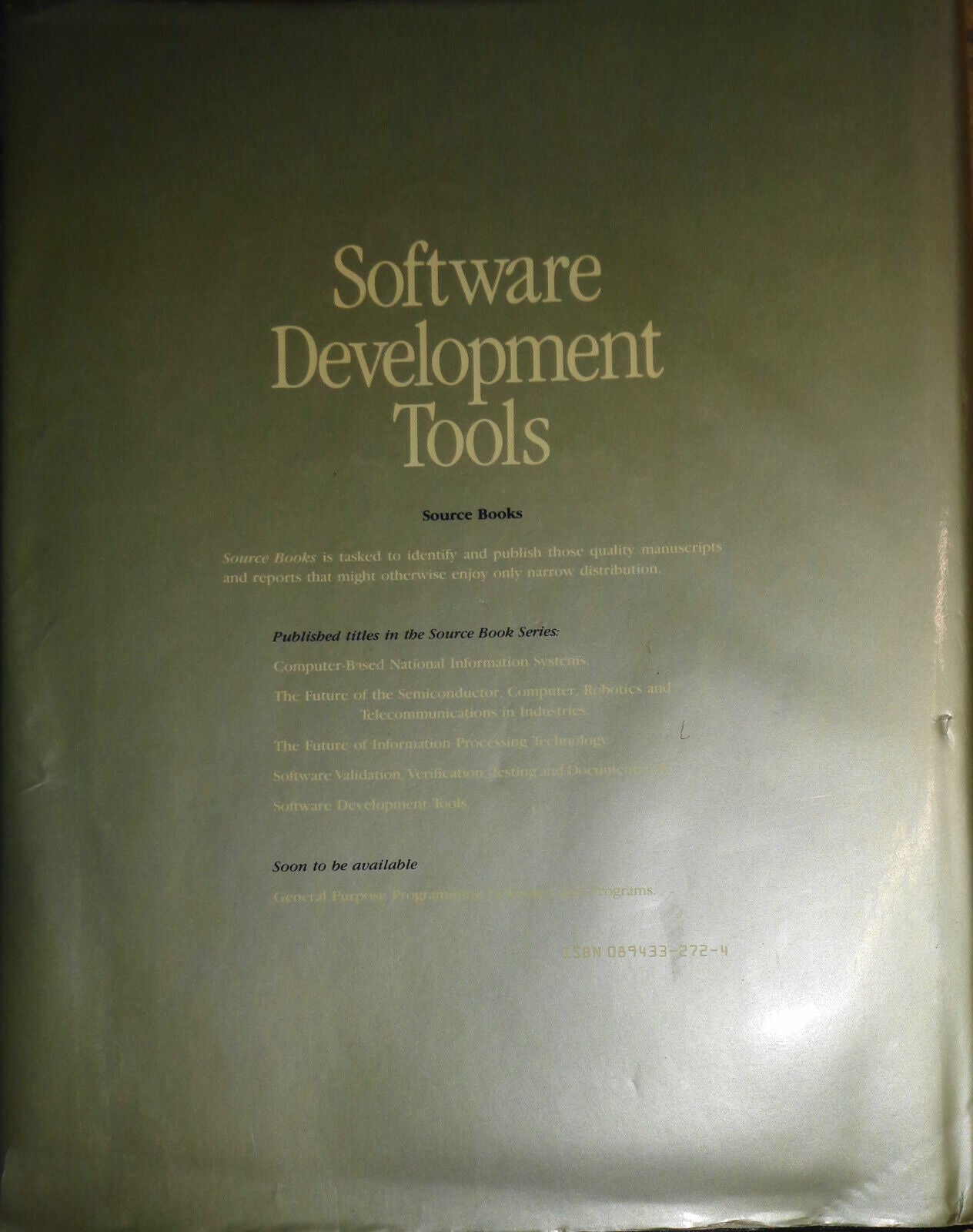 Software Development Tools : A Source Book, by Stephen J. Andriole.
