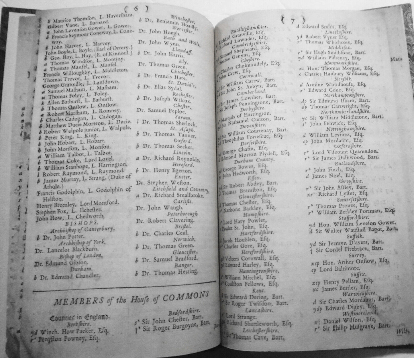 1741 A true & exact list of the lords spiritual & temporal, also of knights...