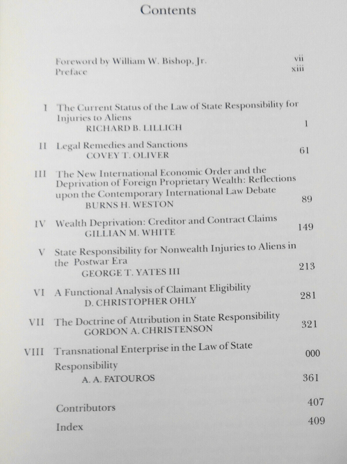 International Law of State Responsibility for Injuries to Aliens by Lillich 1983