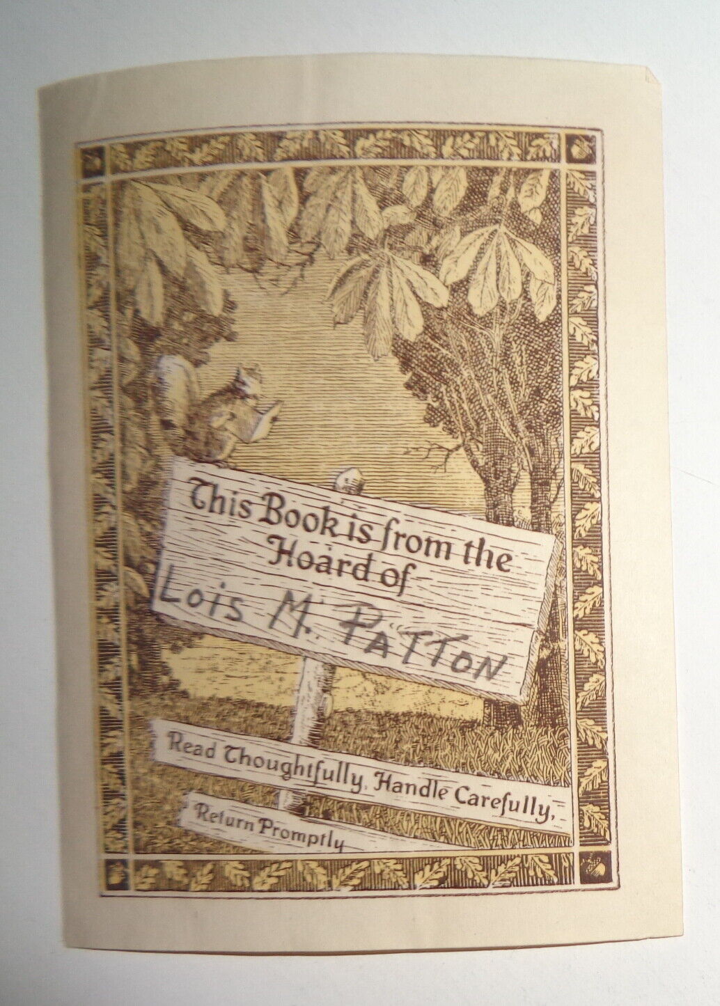 Lois M. Patton, Ex Libris Bookplate