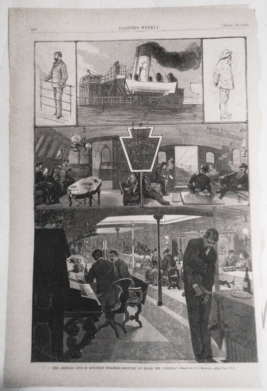 The American Line of European Steamers - on Board the "Indiana." Harper's W 1880