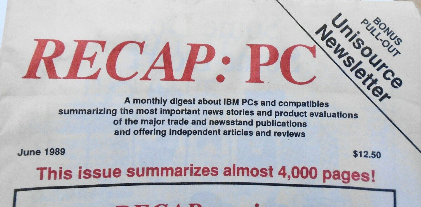 Recap : PC, June 1989. Monthly digest about IBM PCs and compatibles.