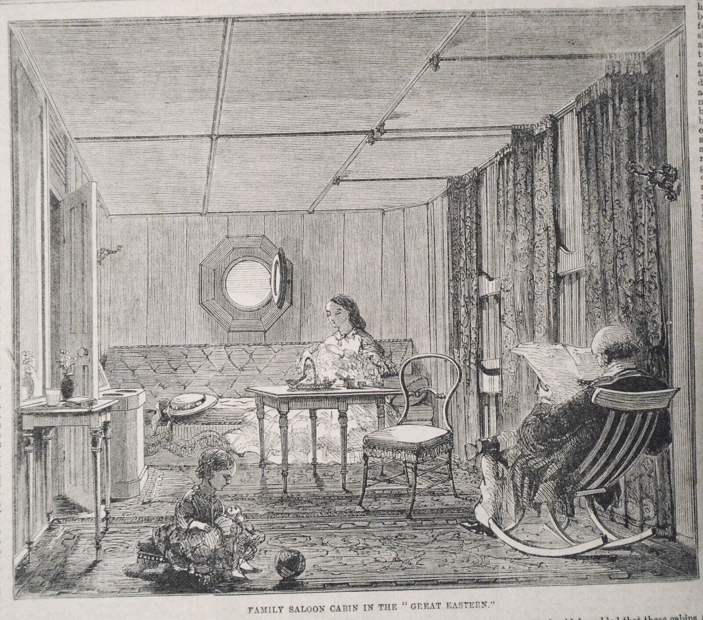 1859  View of "Great Eastern" From One Of The Paddle Boxes + Family Saloon Cabin