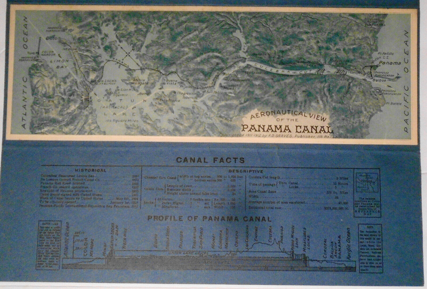 Aeronautical View of the Panama Canal 1911-1912 by F.D. Graves, with Canal Facts