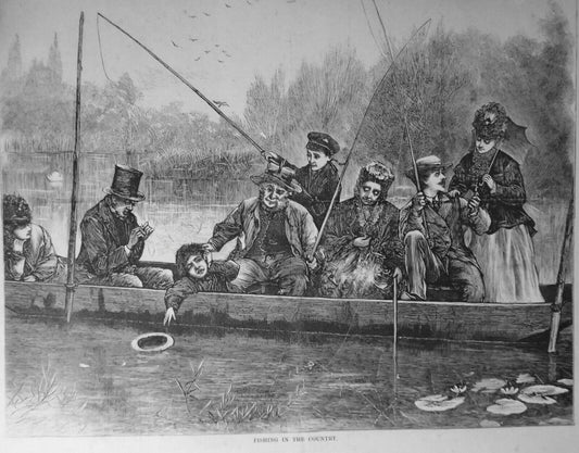Fishing In The Country - Harper's Weekly, July 15, 1871  original