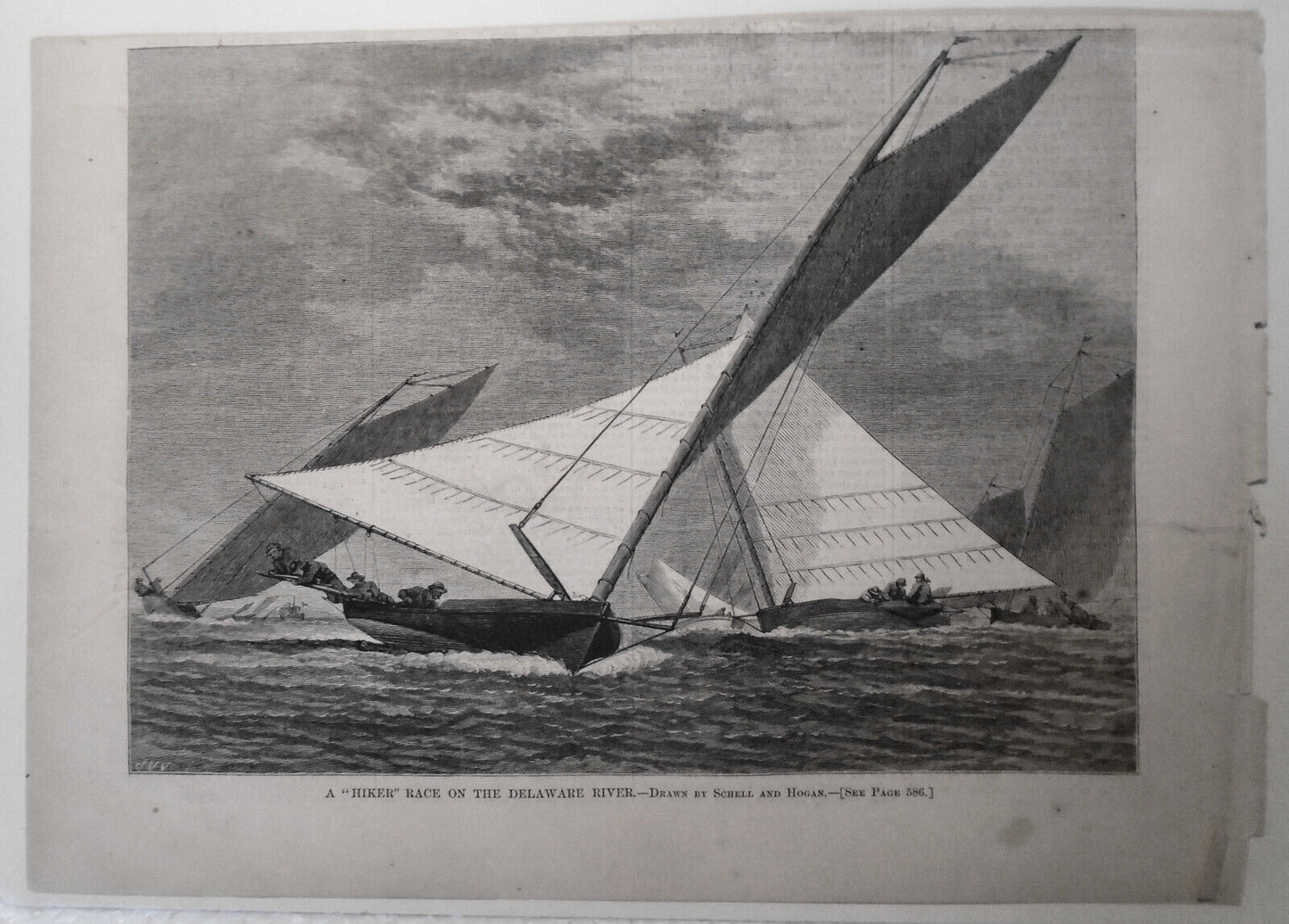 A "Hiker" Race On The Delaware River - Harper's Weekly. January 1875 original