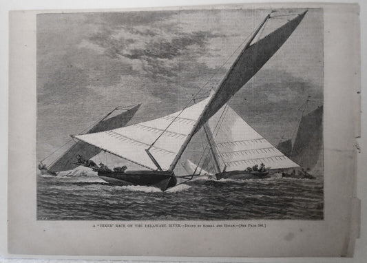 A "Hiker" Race On The Delaware River - Harper's Weekly. January 1875 original