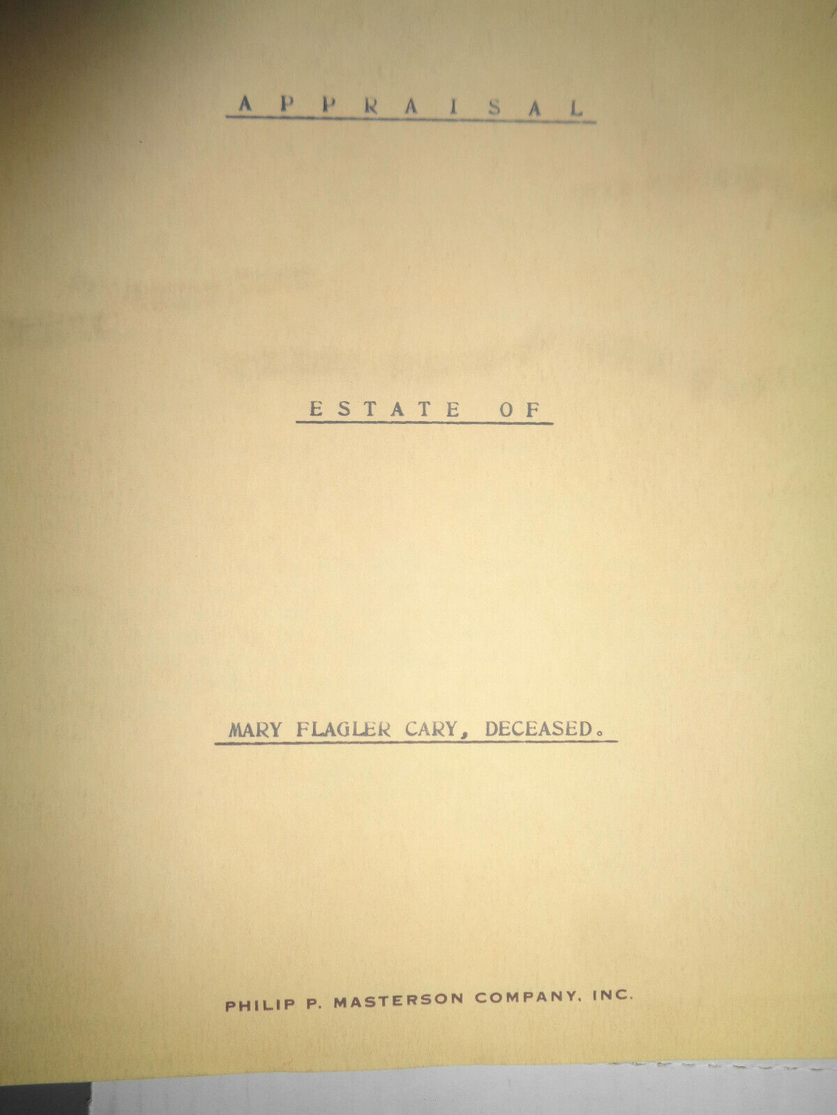 Appraisal - Estate of Mary Flagler Cary - Typographical Books, Fine Presses 1967