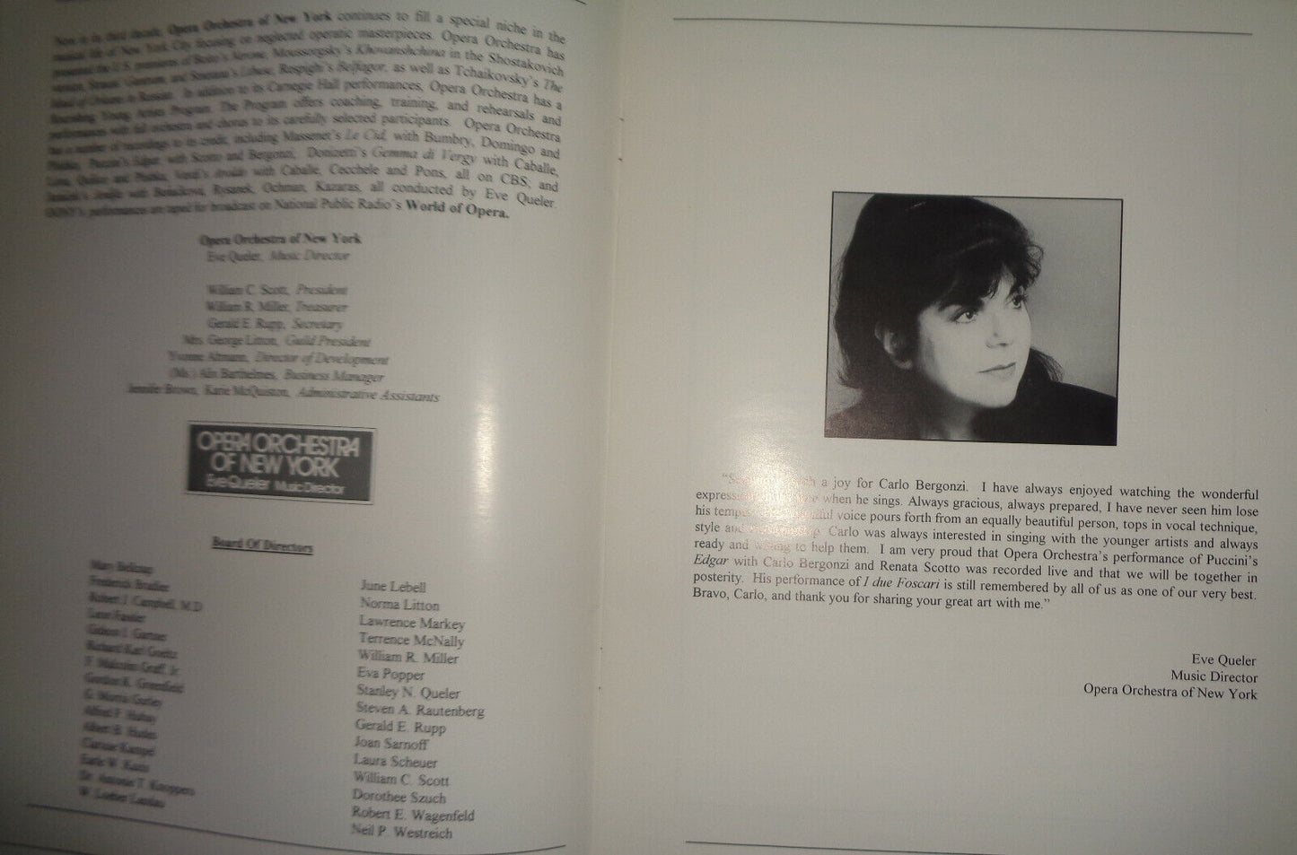 A TRIBUTE TO CARLO BERGONZI - APRIL 12, 1994 AMERICAN FAREWELL RECITAL PROGRAM