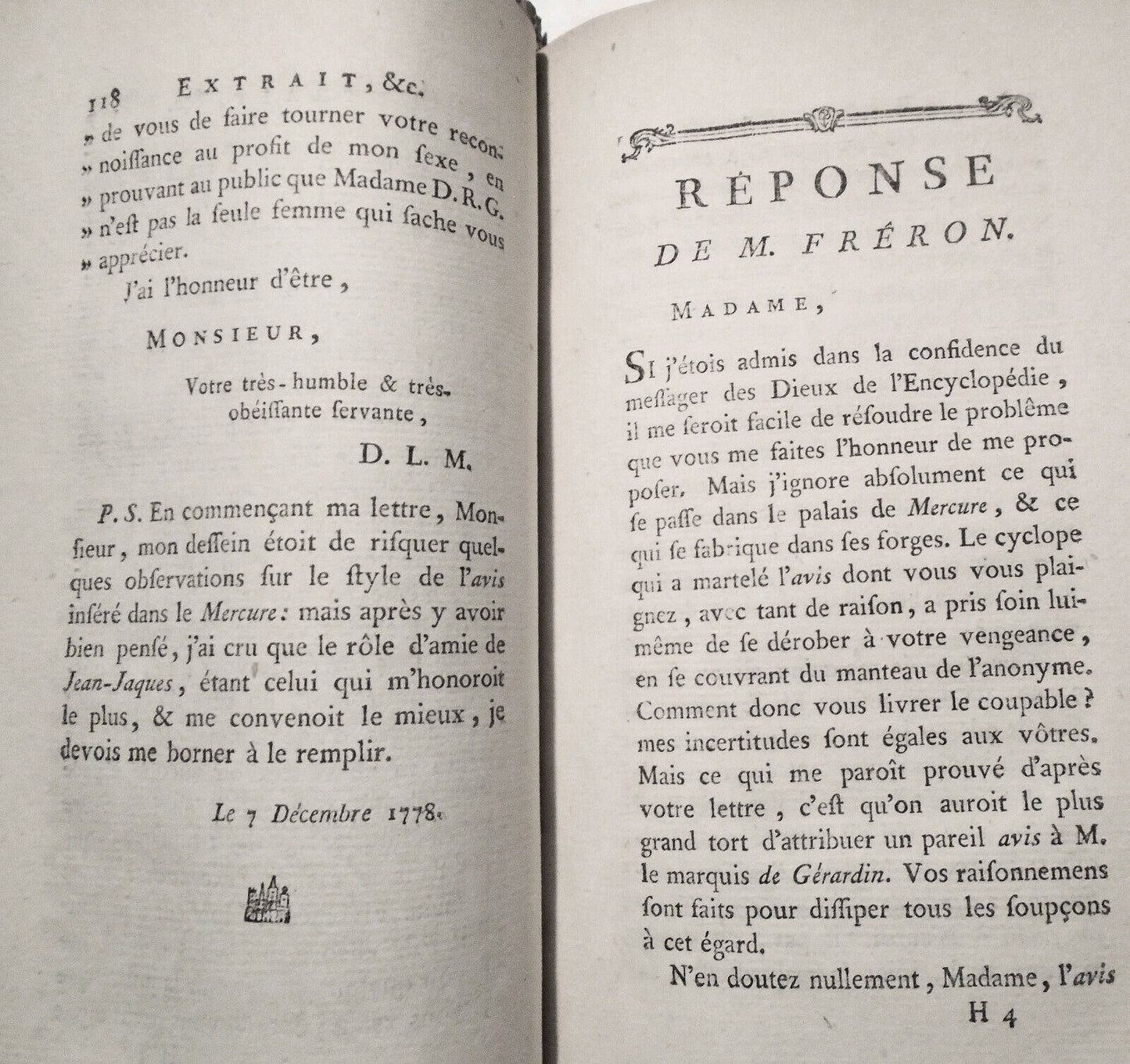 1782 Supplement Collection Des Oeuvres De Jean Jacques Rousseau, Tome Sixieme