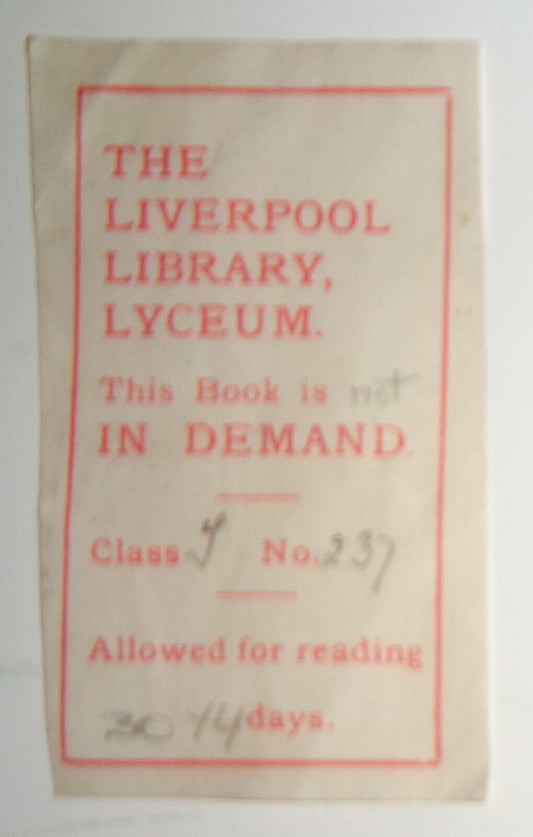 Liverpool Library Lyceum Ex-libris Bookplate - 19 century
