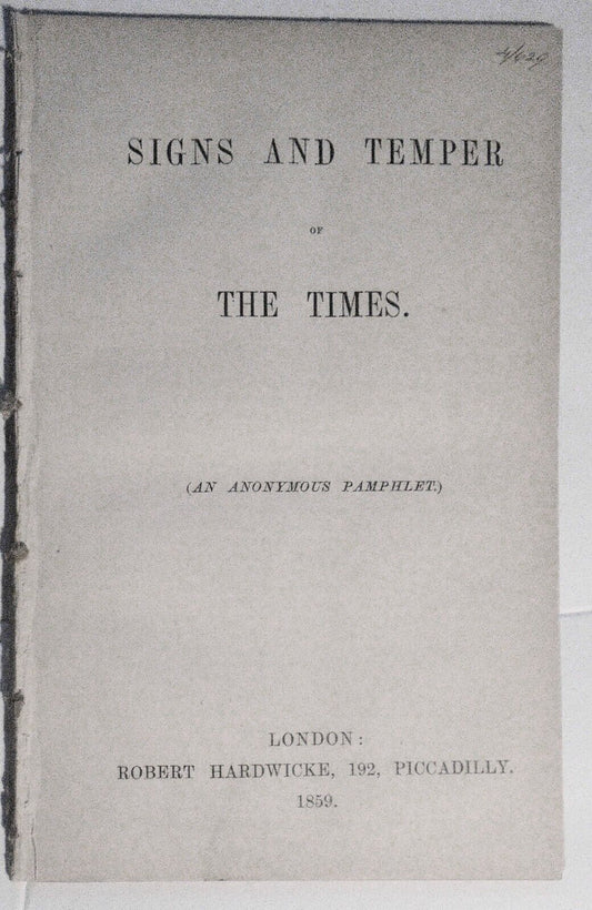 1859 Signs and temper of the times : an anonymous pamphlet