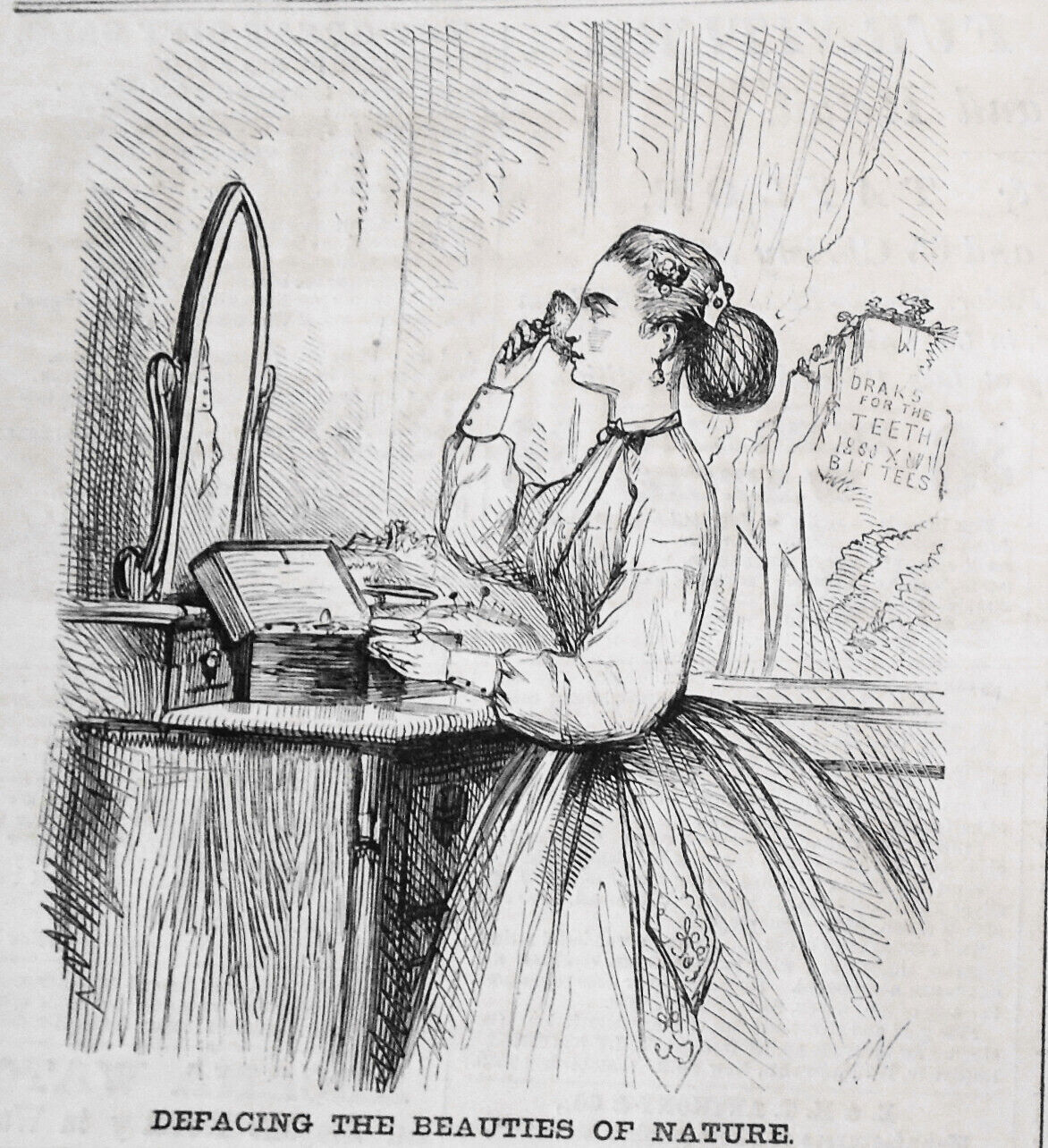 Defacing the Beauties of Nature - Harper's Weekly October 28, 1865. [Cosmetics]
