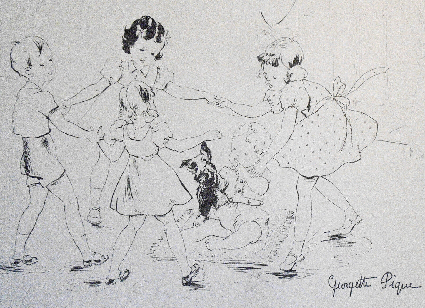 Georgette Pique sketch - Ring Around the Rosie - 20x13"