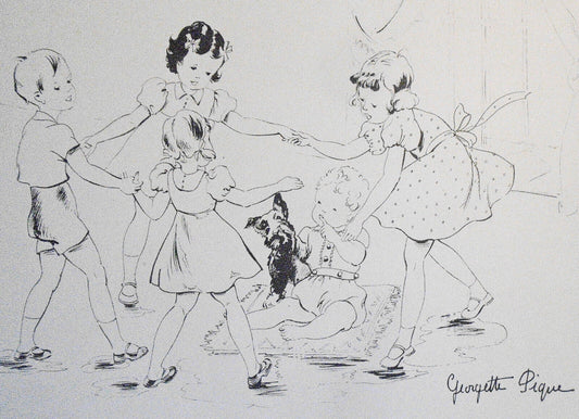 Georgette Pique sketch - Ring Around the Rosie - 20x13"
