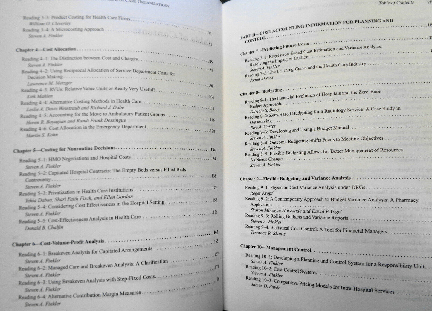 Issues in Cost Accounting for Health Care Organizations by Steven A Finkler