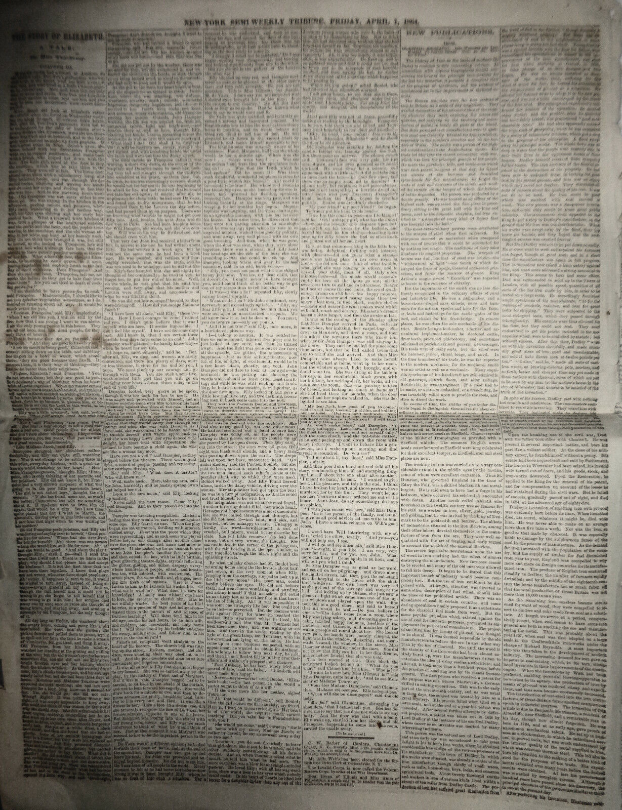 NEW YORK TRIBUNE - APRIL 1, 1864 - Civil War- Enlistment of Negro Troops.