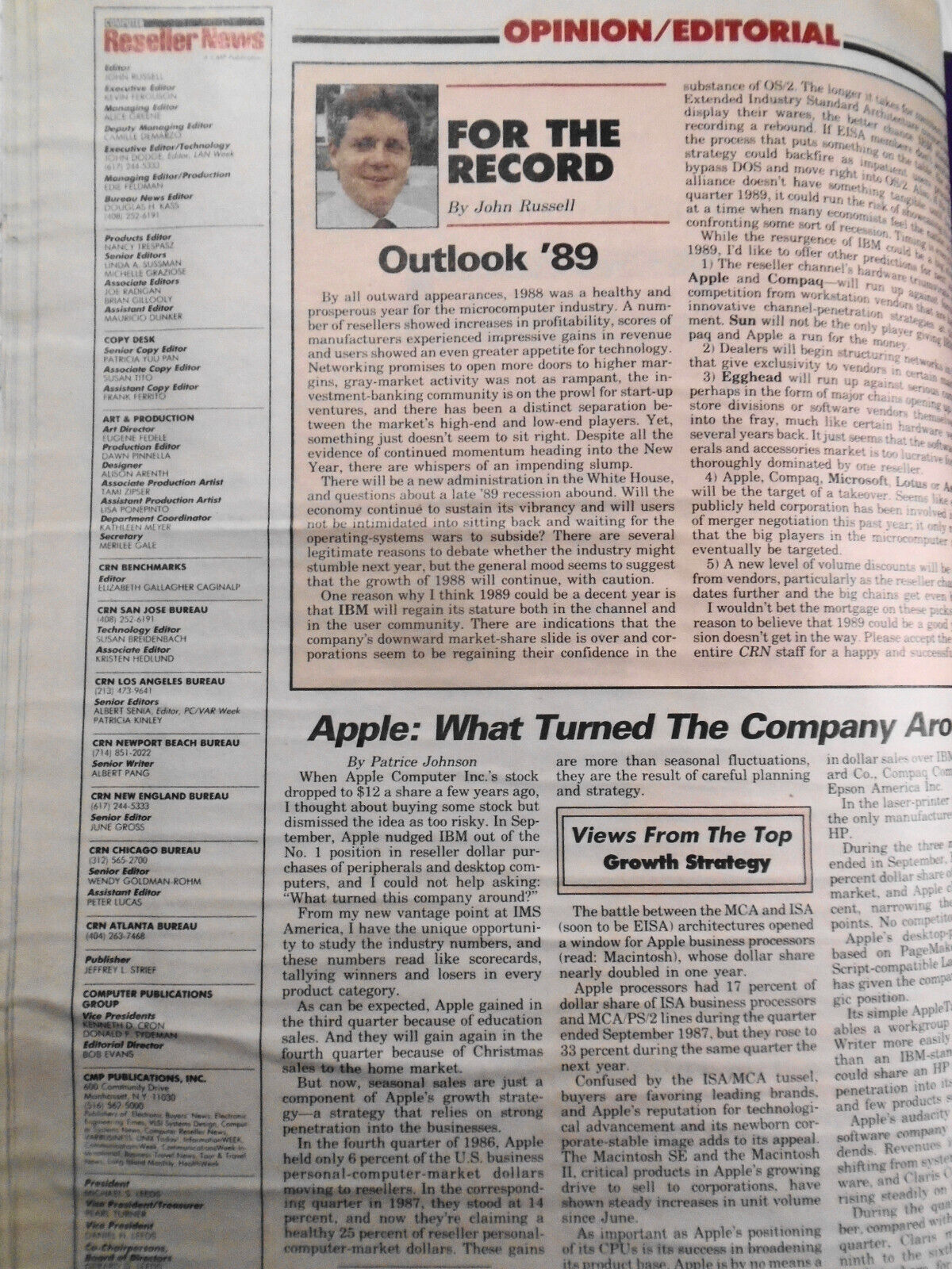 Computer Reseller News December 26, 1988 - Crawford leaves IBM for AT&T, etc