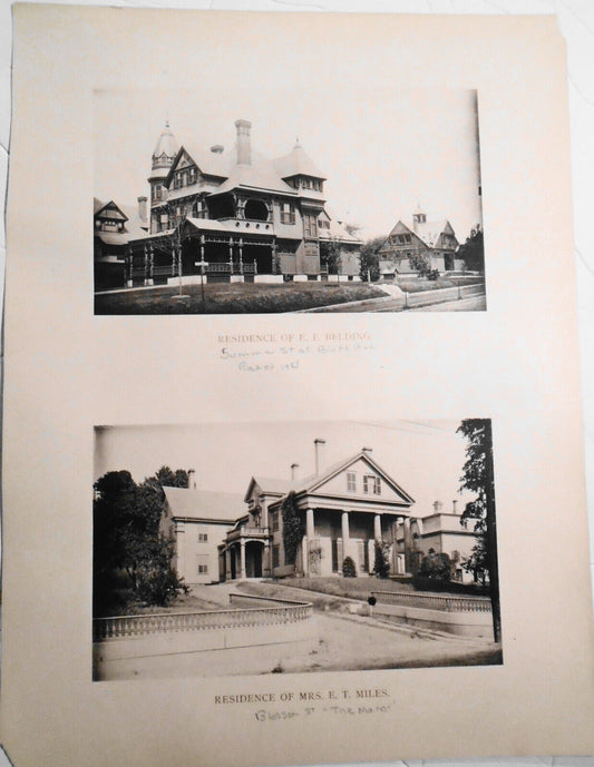 Residences of Belding & Miles, Fitchburg MA - early 1900s print 13.75" x 10.25"