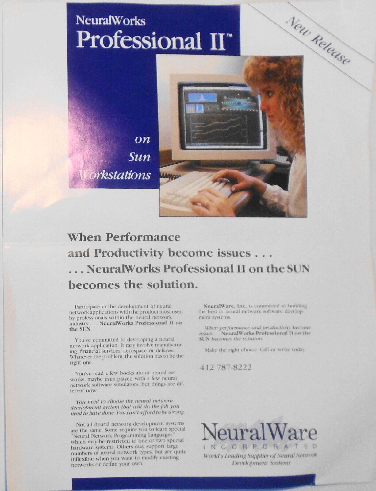 [Artificial intelligence] NeuralWorks Professional II on Sun  - promo 1989