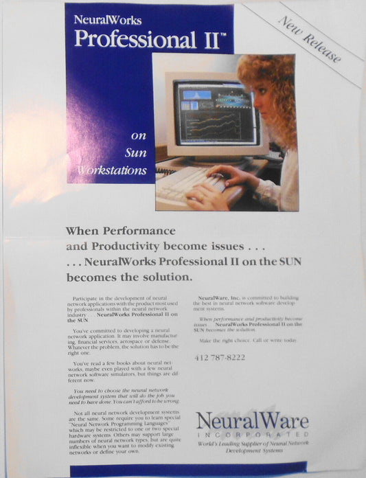 [Artificial intelligence] NeuralWorks Professional II on Sun  - promo 1989