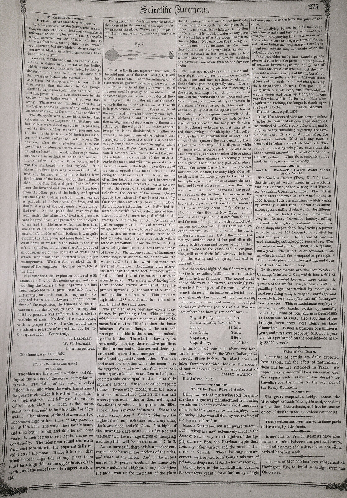 Scientific American, May 10, 1856. Improvements: Mariner's compass; fountain pen