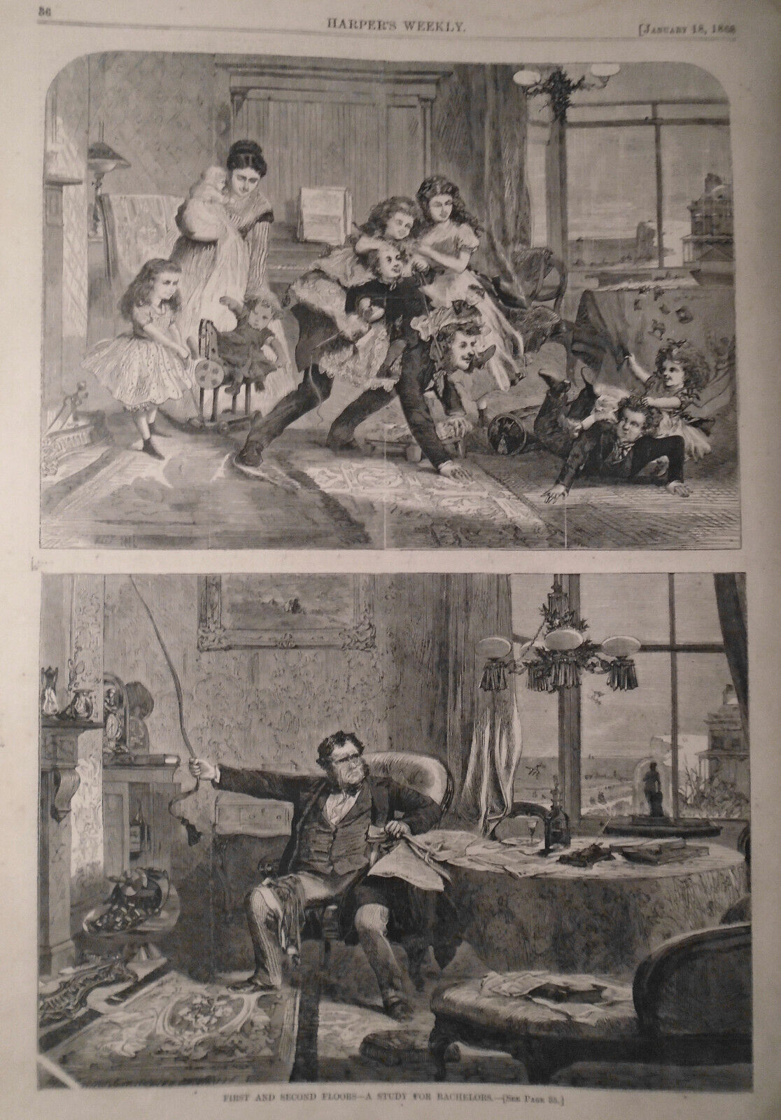 Harper's Weekly Jan 18, 1868 - Original - Clerkenwell Prison Explosion; Icebergs