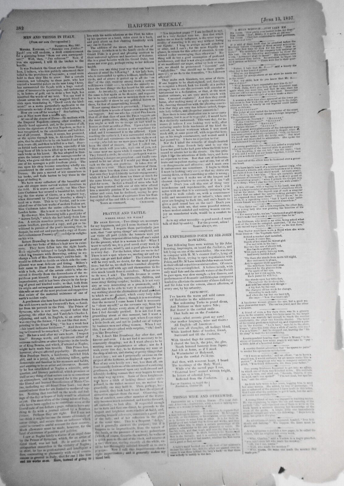 The Regatta Of The New York Yacht Club - June 13, 1857 Harper's Weekly