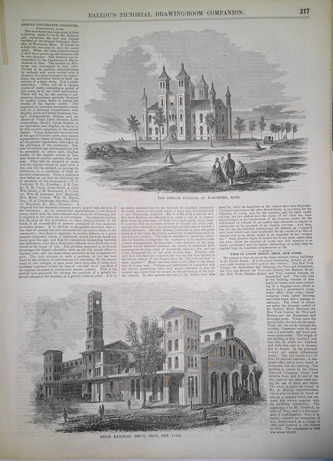 Ballou's Pictorial April 4, 1857 - Sargent's "Arctic Adventure"; Female College