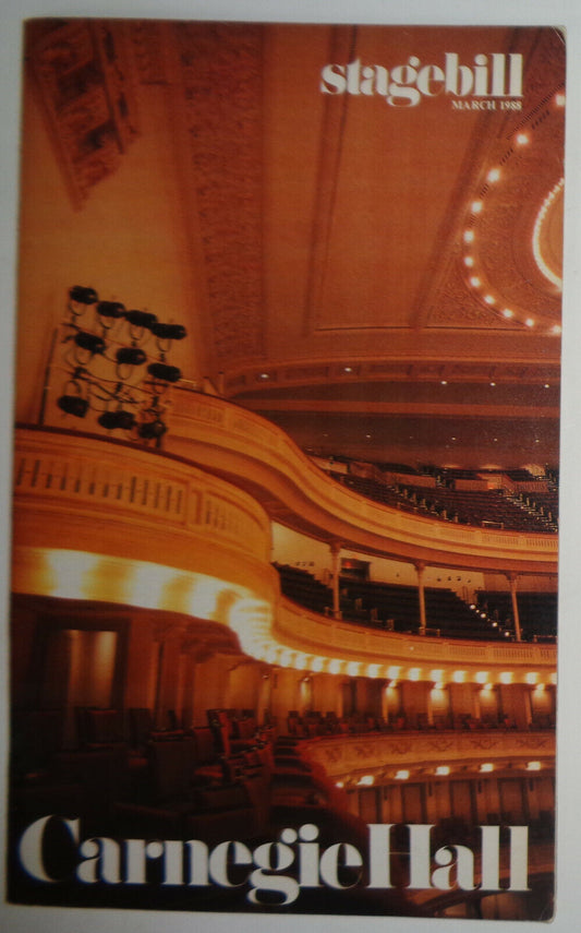 DIETRICH FISCHER-DIESKAU CARNEGIE HALL Stagebill - MARCH 24, 1988 Mahler...