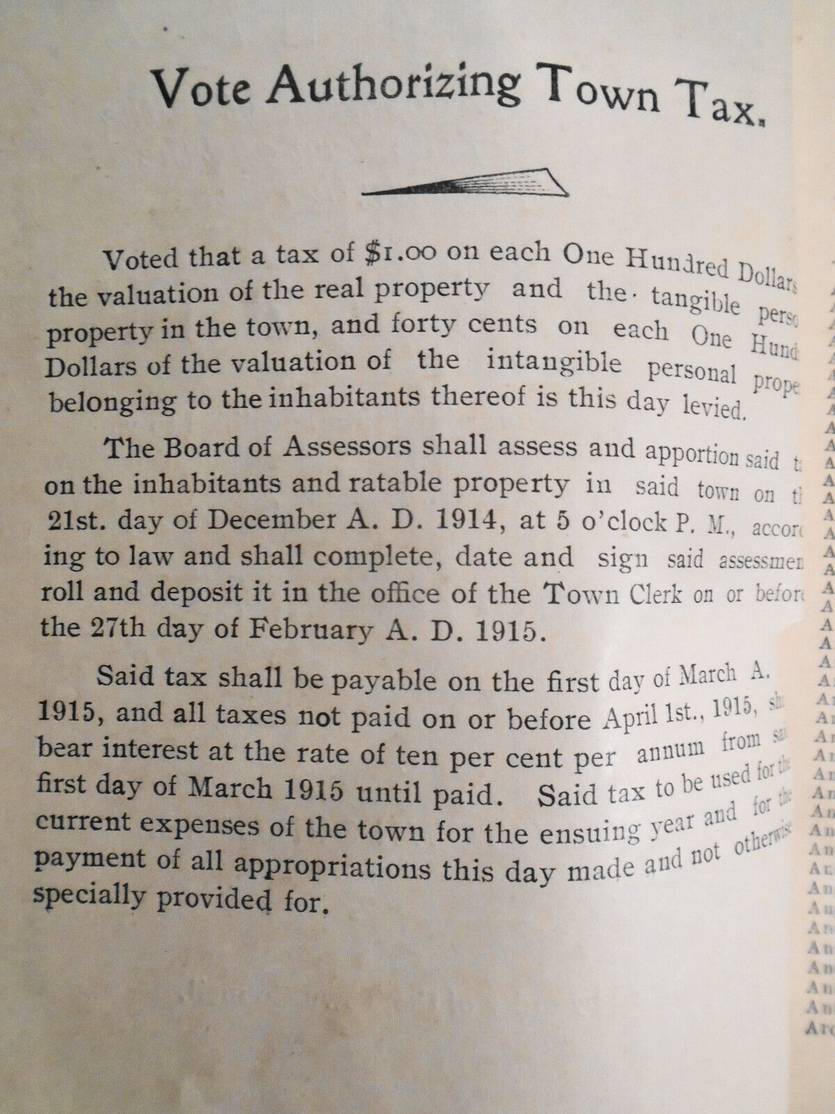 1914 West Warwick town tax as assessed and apportioned on the inhabitants...