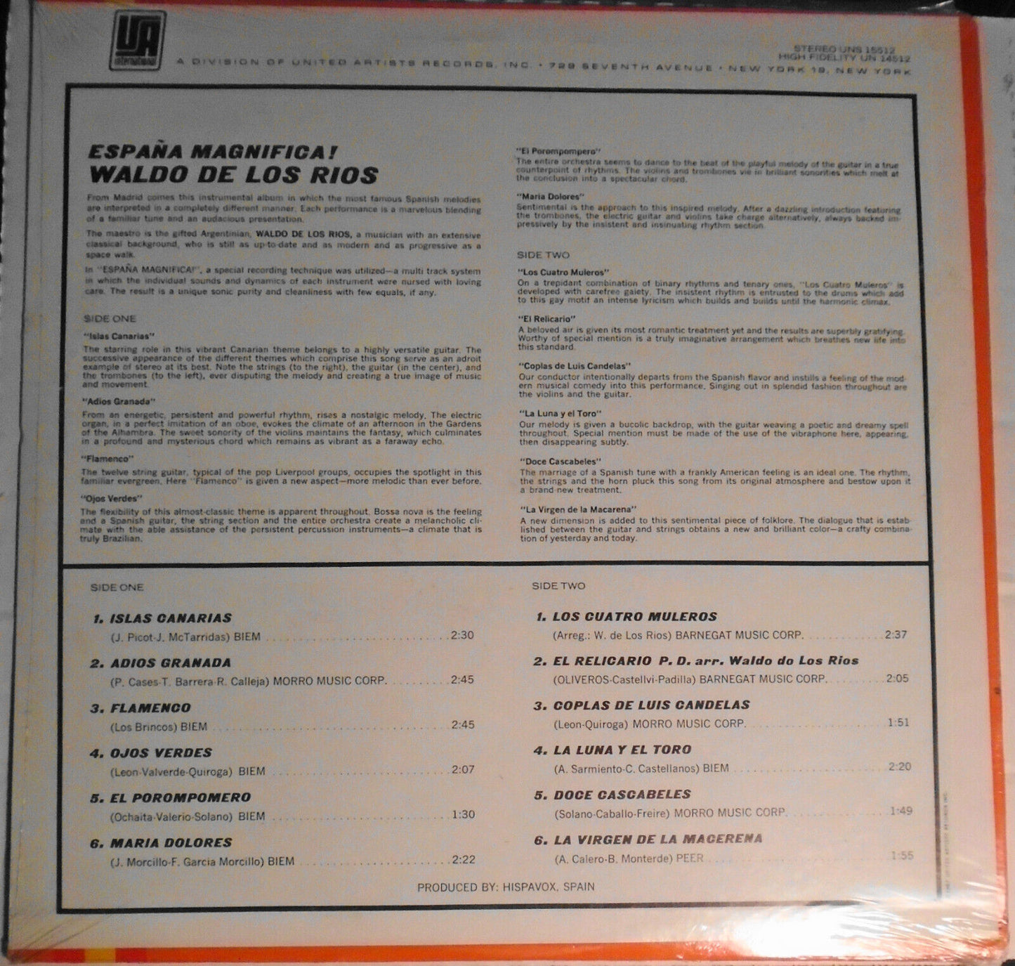 SEALED Espana Magnifica A Sound from Spectacular Spain, LP  by Waldo De Los Rios