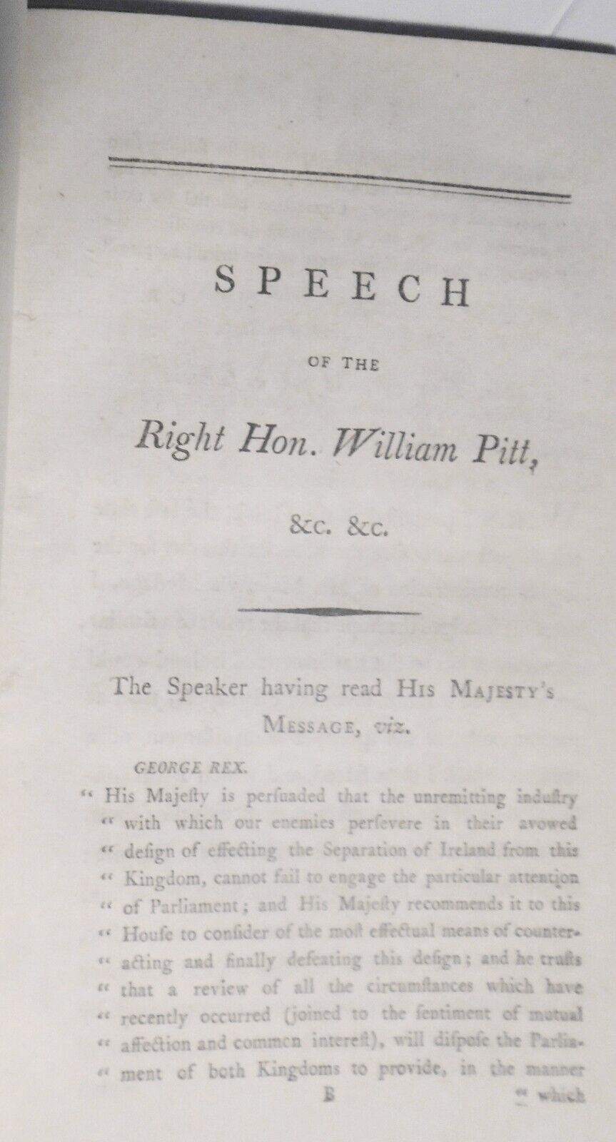 Speech of the Right Hon. William Pitt, in the House of Commons, January 31, 1799
