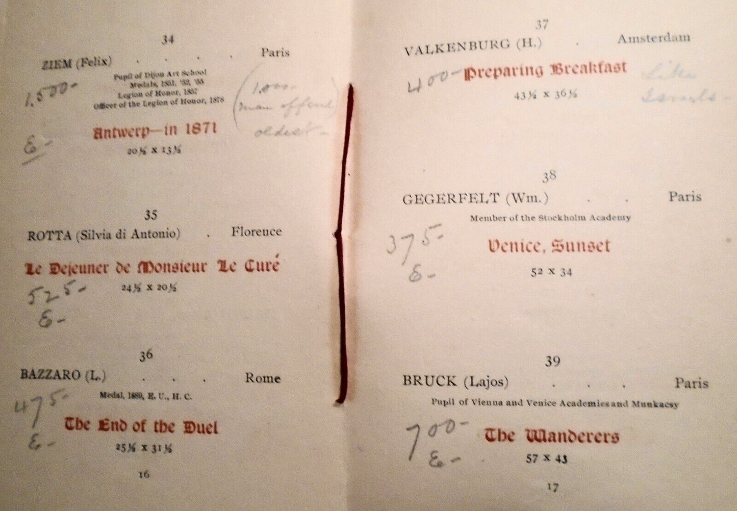 1897 Catalogue Of Modern Paintings.. Estate Of Mrs F G Crosby. 5th Ave Galleries