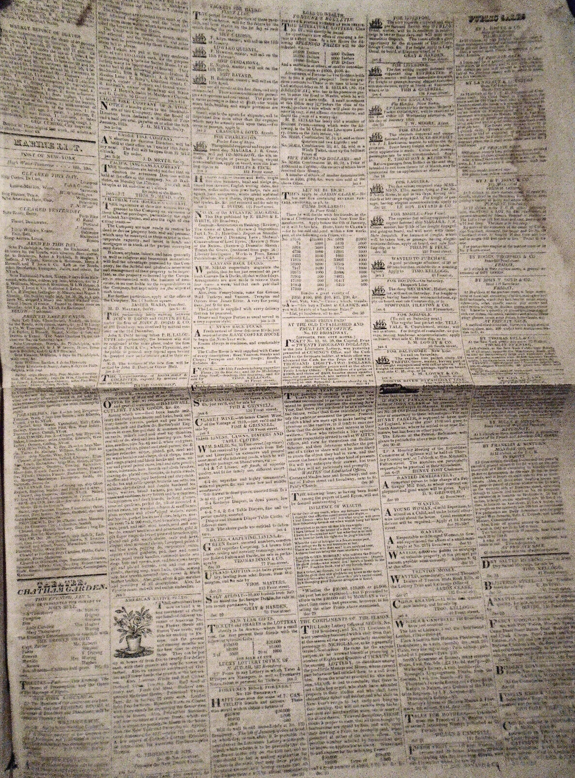 Commercial Advertiser, January 5, 1825 - Governor DeWitt Clinton's copy