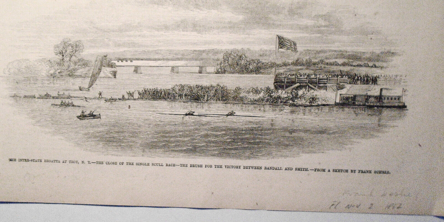 The Inter-state Regatta At Troy - Nov. 2. 1862 - 2 Prints - Frank Leslie's