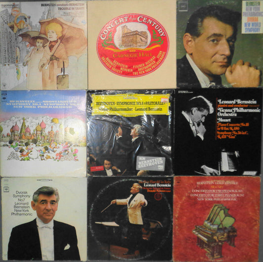 Leonard Bernstein 9 LP lot: Concert of Century (2LP), Beethoven, Mozart, etc