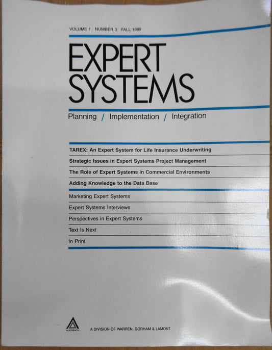 Expert Systems,  Fall 1989 - Journal of Planning / Implementation