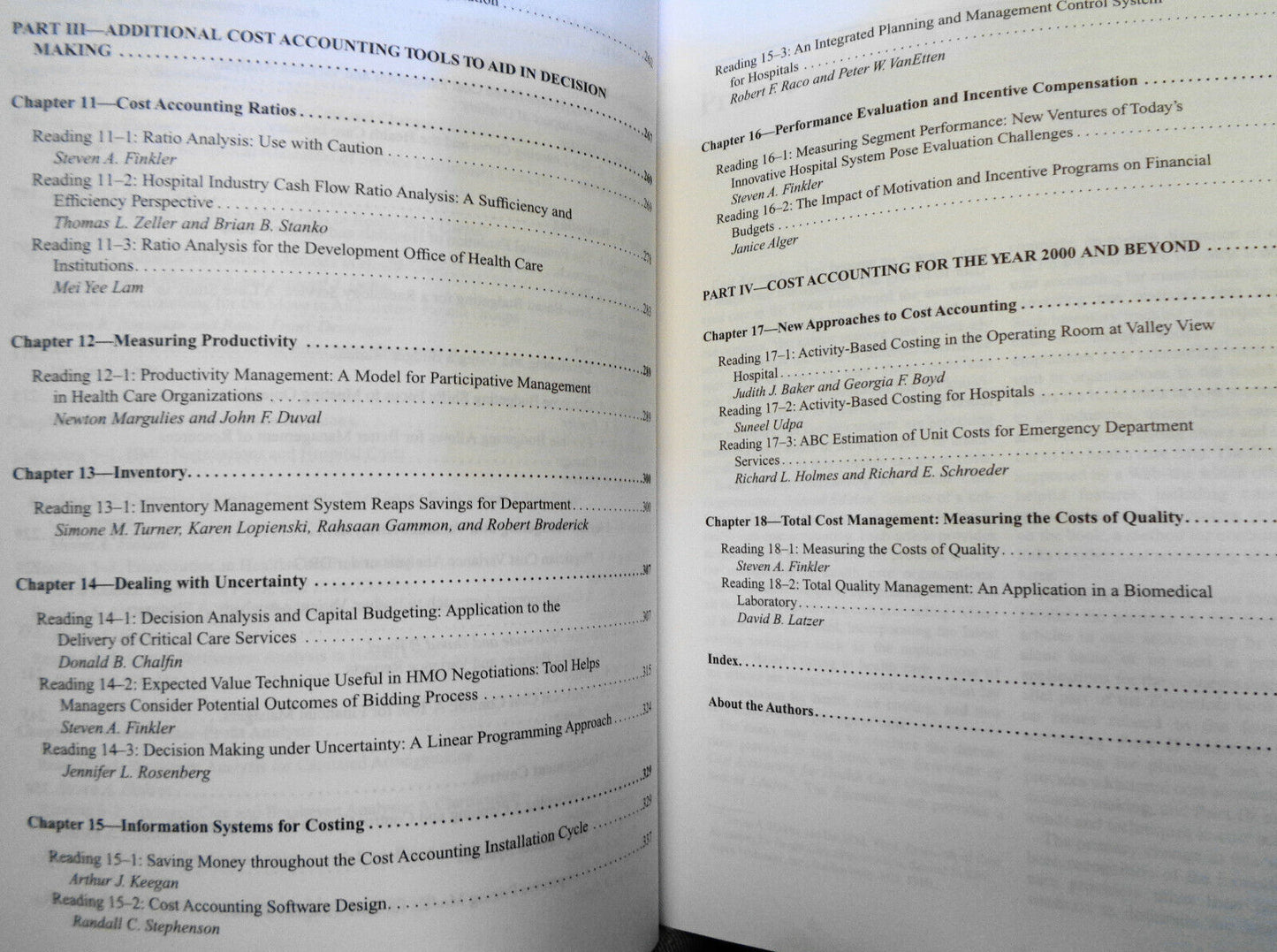 Issues in Cost Accounting for Health Care Organizations by Steven A Finkler