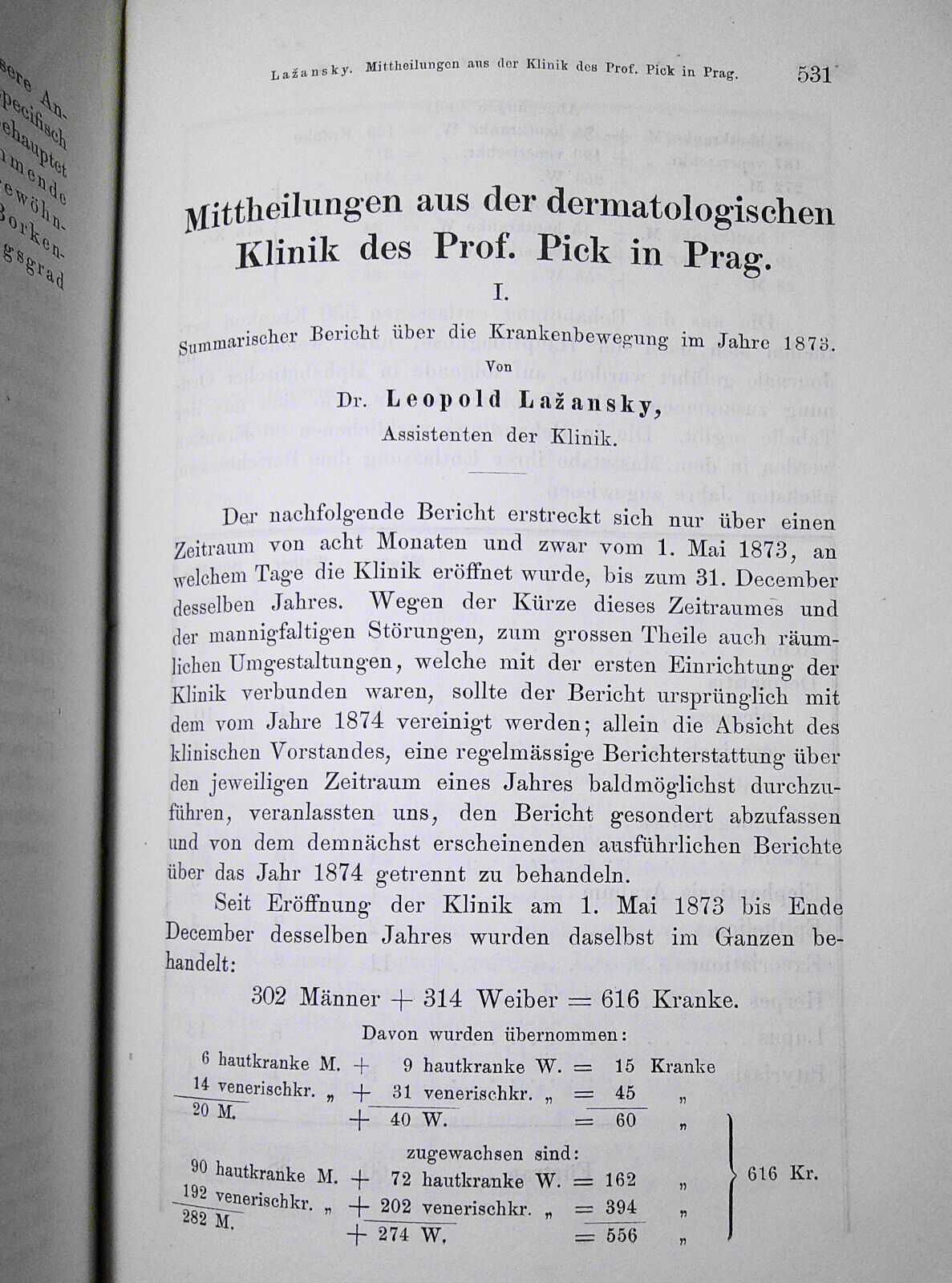 Vierteljahresschrift Fur Dermatologie Und Syphilis. I  Jahrang 1874 Viertes Heft