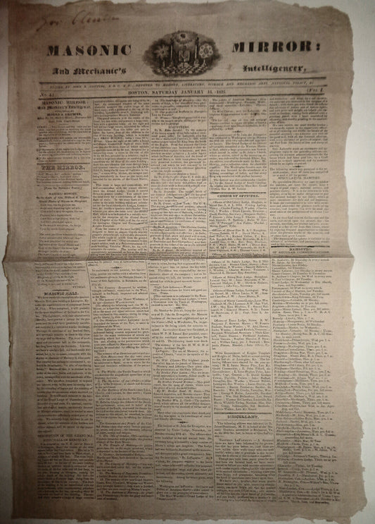 MASONIC MIRROR & MECHANIC'S INTELLIGENCER Jan 15, 1825 - Spirited slave anecdote