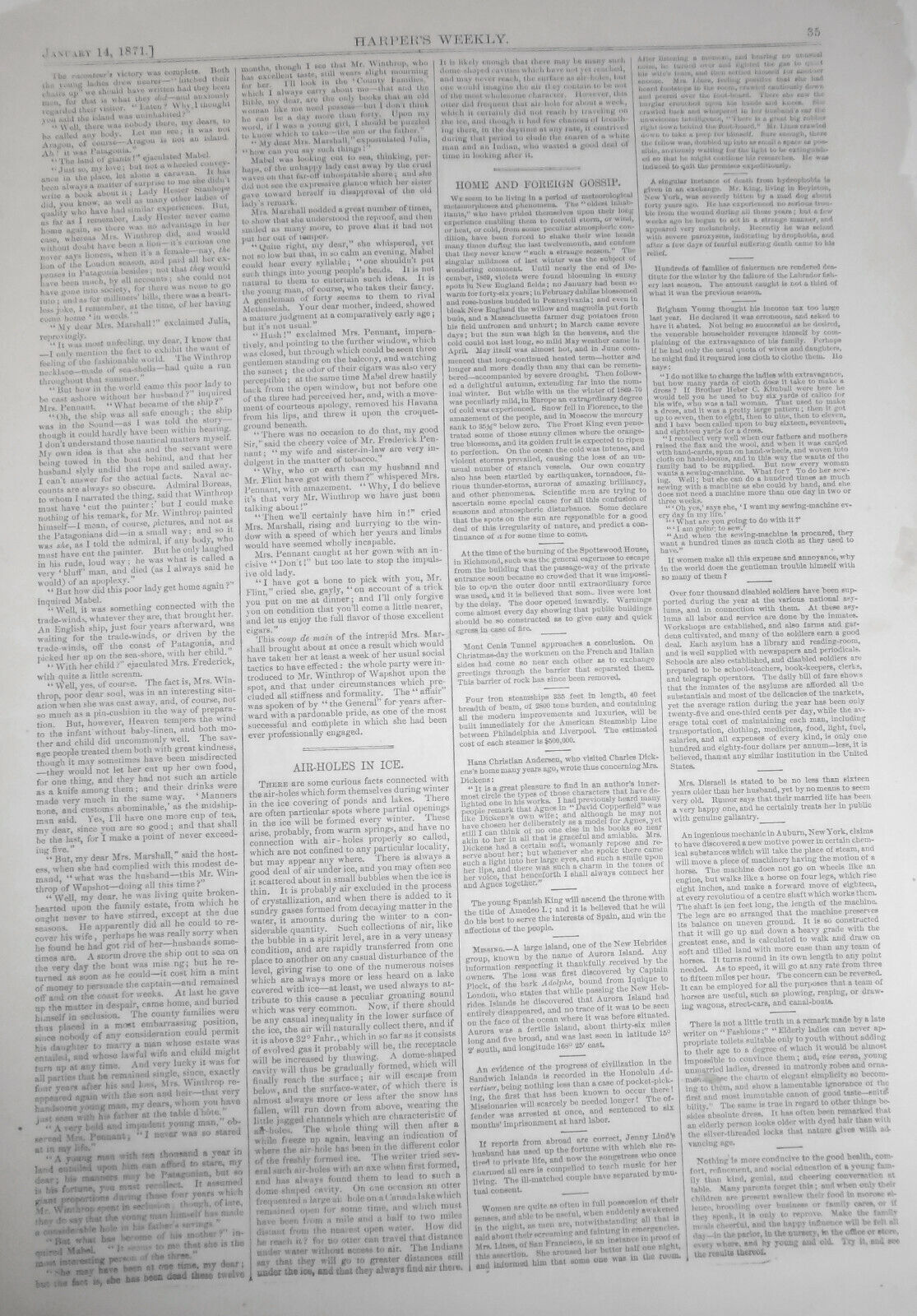 Arlington Heights: Die Wacht Am Potomac - Th. Nast  Harper's Weekly Jan 14, 1871