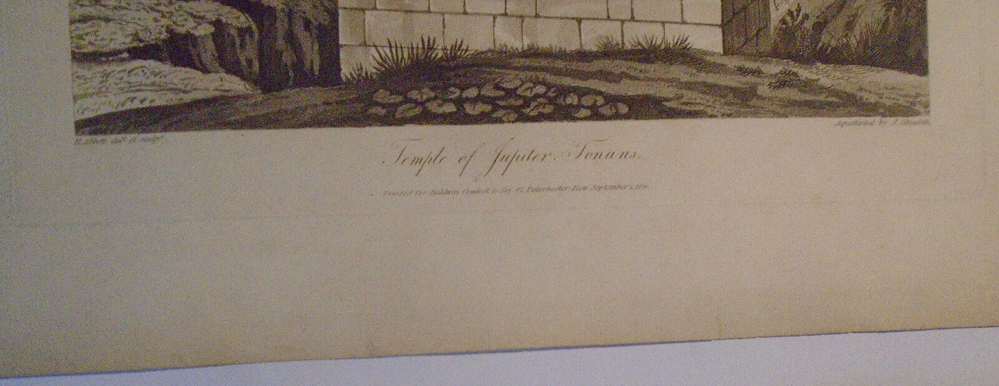 1820 Temple of Jupiter Tonans, Henry Abbott.  Aquatint by Gleadah. 22.5" x 16.5"