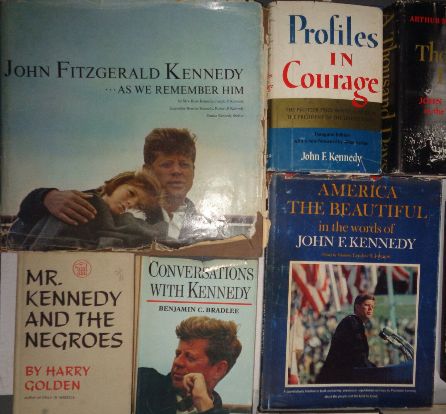 16 John F. Kennedy hardcovers - Profiles in Courage, 1000 Days, Reckless Youth..