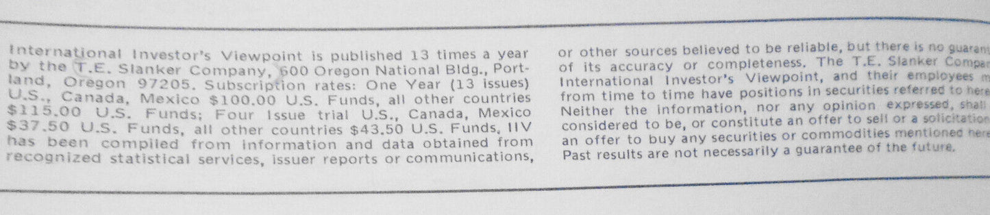 International Investor's Viewpoint - 38 Issues 1976-8 - gold, oil, mining, bonds