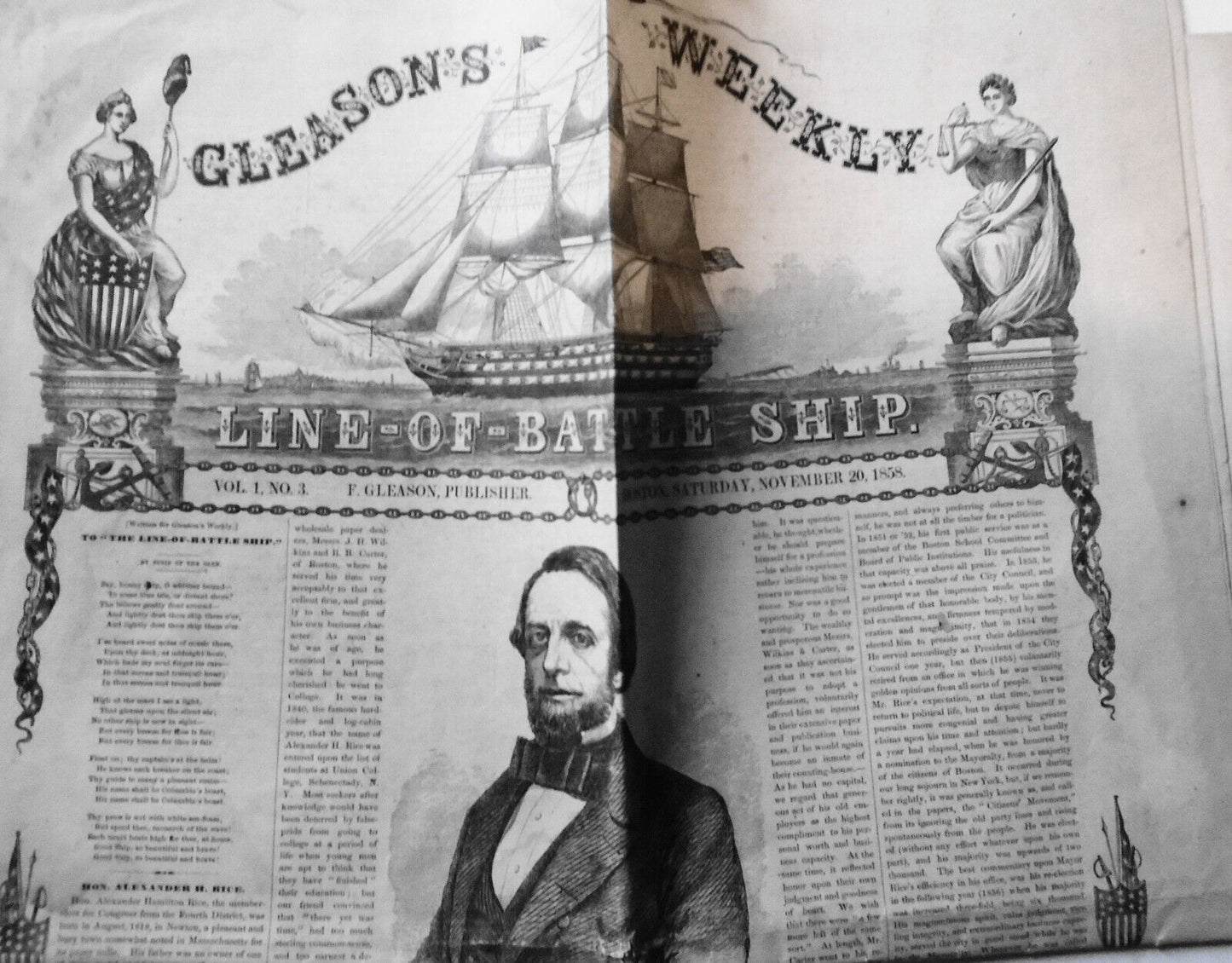 Gleason's Weekly Nov 20, 1858 - Steam Frigate Colorado; City & Port Of NY, etc