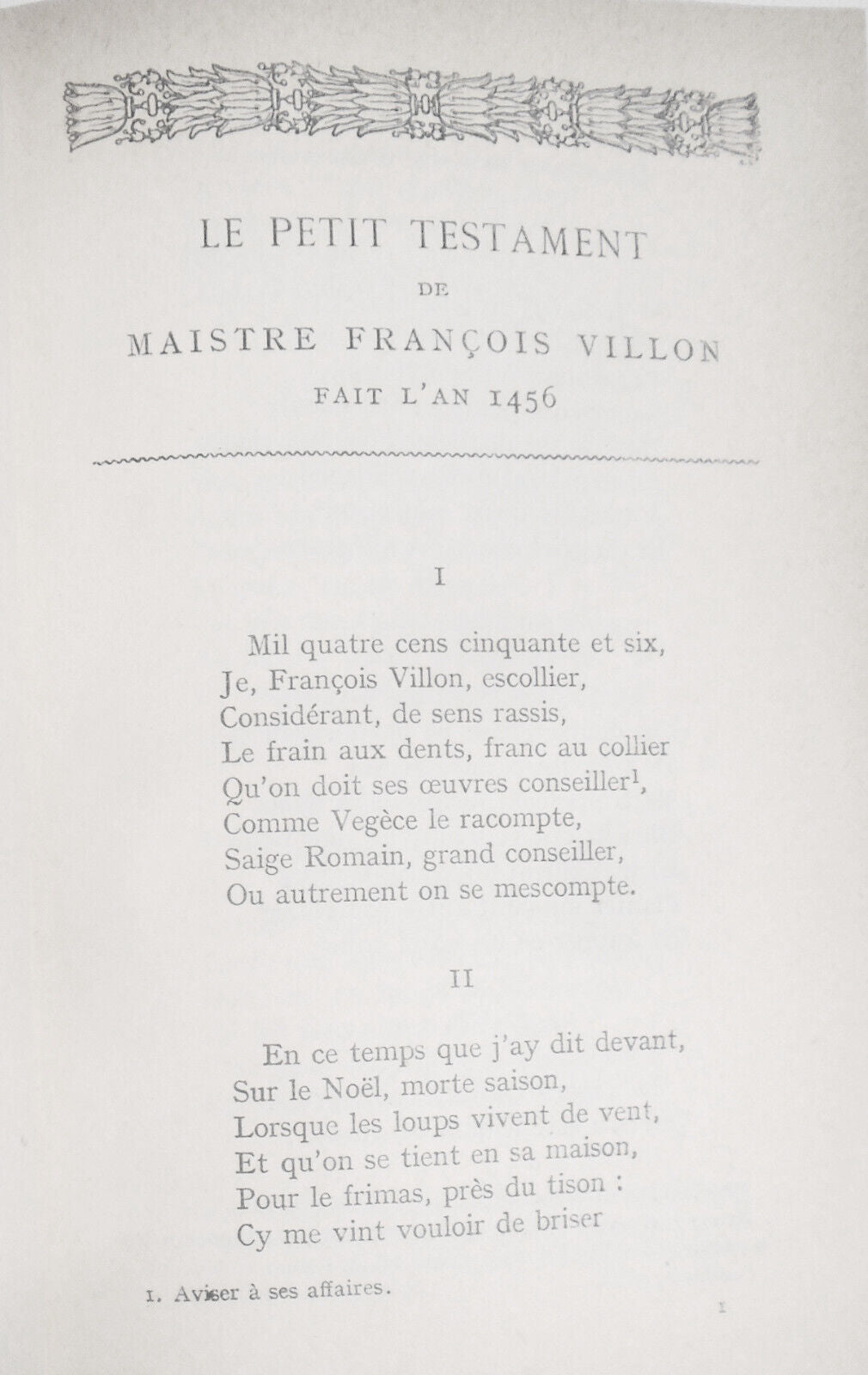 [French poetry] Oeuvres Completes de Francois Villon. Garnier, Paris [nd]