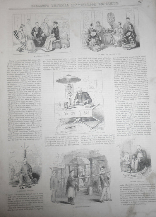 Chinese People In Everyday Situations - Story & Six Engravings - Gleason's 1852